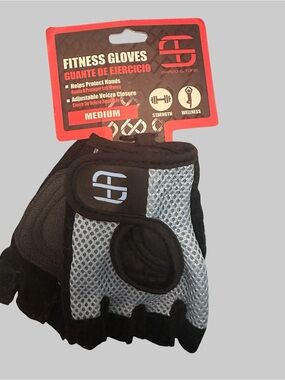 Medium Unisex Fitness Gloves - Black & Light Blue